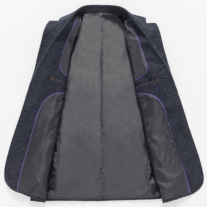 Herren Tailliertes Glencheck-Sakko im City‑Blazer‑Stil mit leichter Innenfütterung Drune