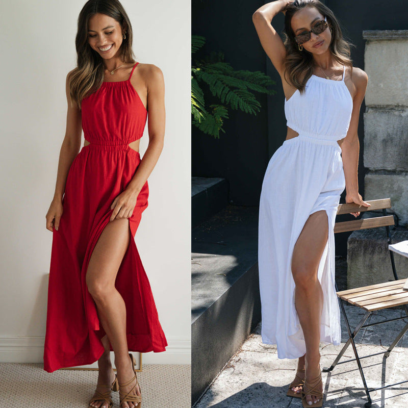 Damen Maxikleid mit seitlichen Cut-Outs und hoher Beinschlitze Drune