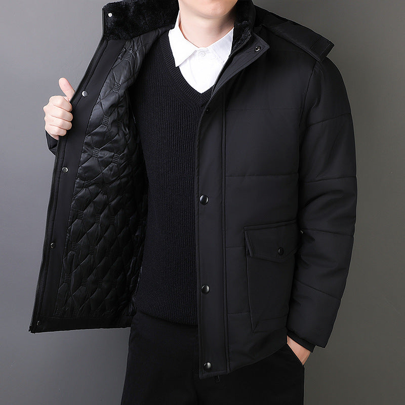 Herren Wattierte Thermojacke mit gesteppter Innenfüllung, Kunstfellkragen und Pattentaschen Drune