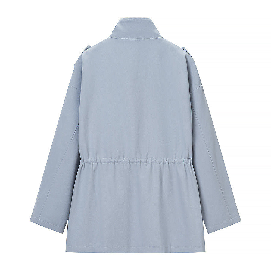 Damen Utility-Jacke mit Kordelzug, Stehkragen und aufgesetzten Taschen Drune