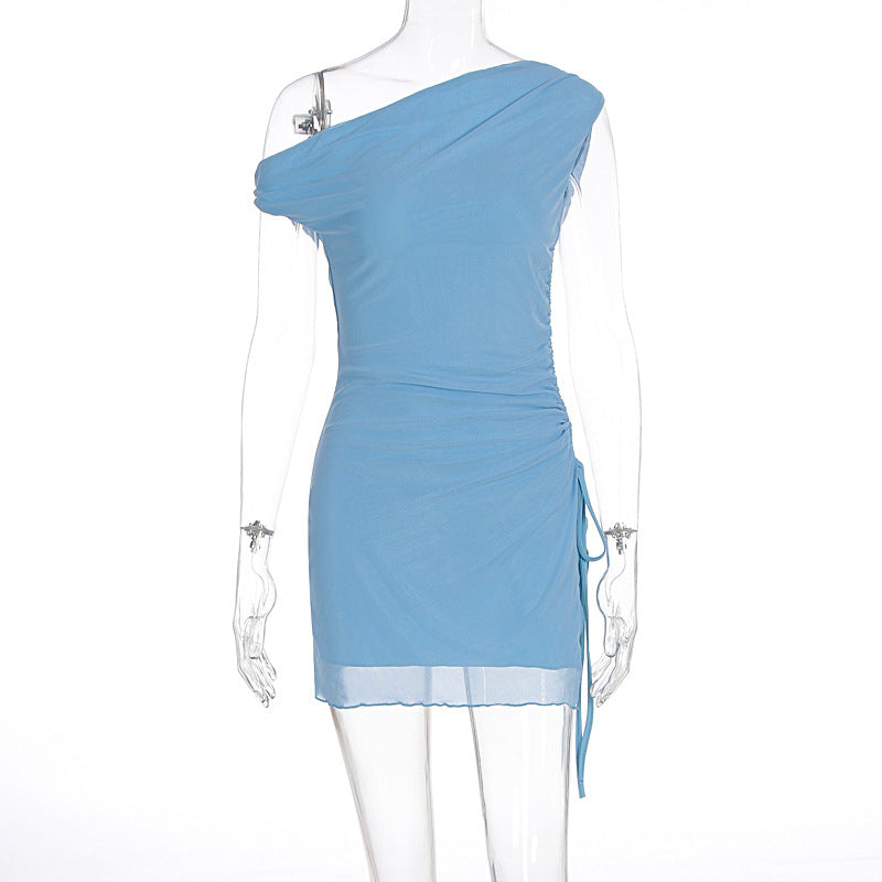 Damen Raffiniertes One-Shoulder Minikleid mit seitlicher Raffung Drune