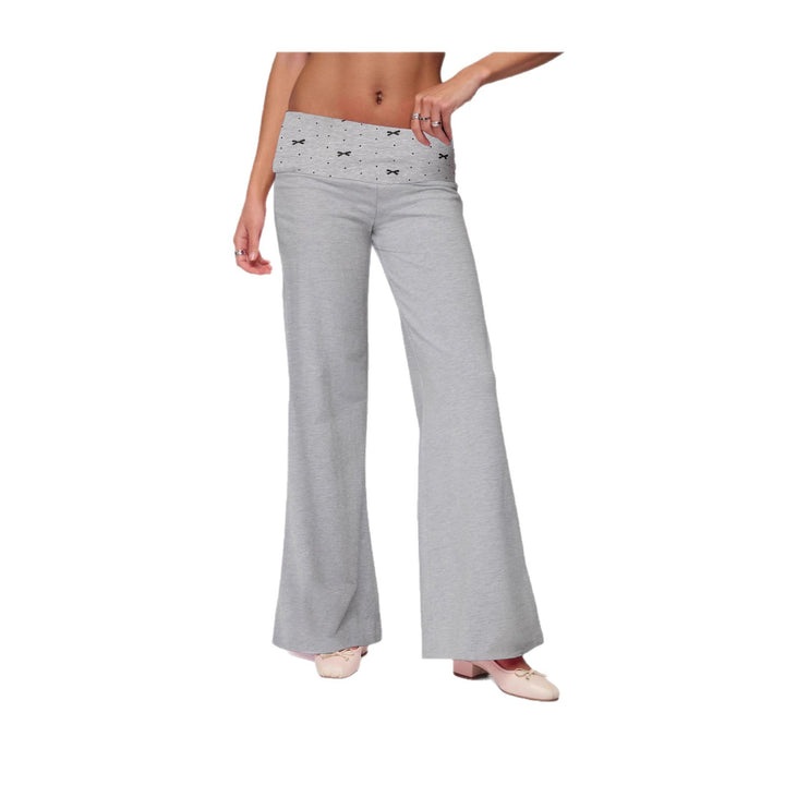 Damen Palazzo-Hose mit gestreiftem Bund und lässigem Schnitt Drune