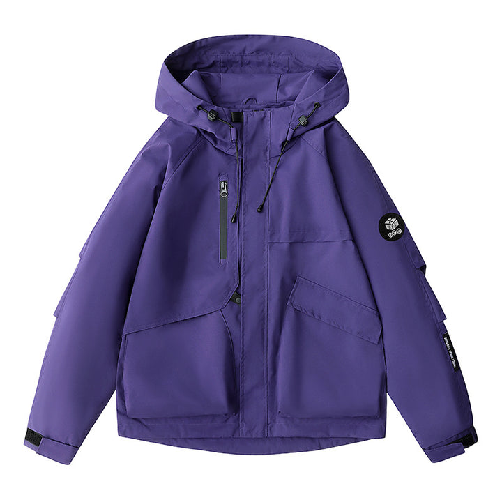 Herren wetterfeste Kapuzen-Fieldjacke mit multifunktionalen Taschen, verstellbarer Kapuze und Kinnschutz Drune