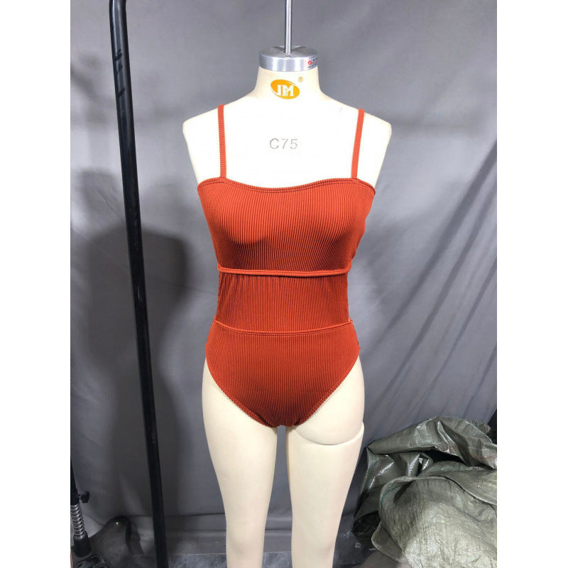 Damen Einteiler Badeanzug mit elegantem Rippendesign und figurschmeichelnder Silhouette Drune