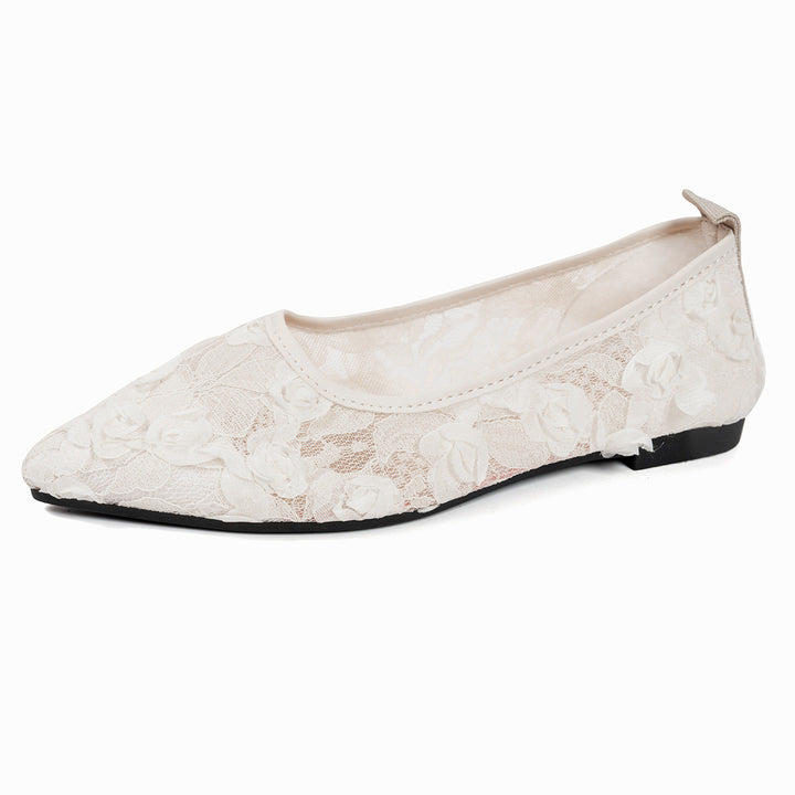 Damen elegante spitze Ballerinas mit floralen Akzenten Drune