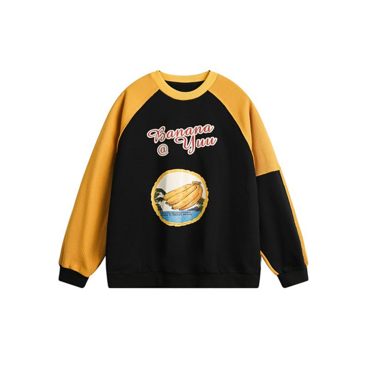 Unisex Oversize-Sweatshirt mit Raglanärmeln, Kontrasteinsätzen und Grafikprint Drune