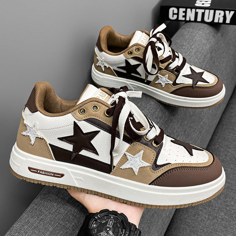 Unisex modische Plateausneaker mit Sternapplikationen, gepolstertem Einstieg und griffiger Profilsohle Drune
