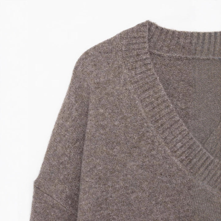 Damen luxuriöser V-Pullover aus hochwertiger Wolle Drune