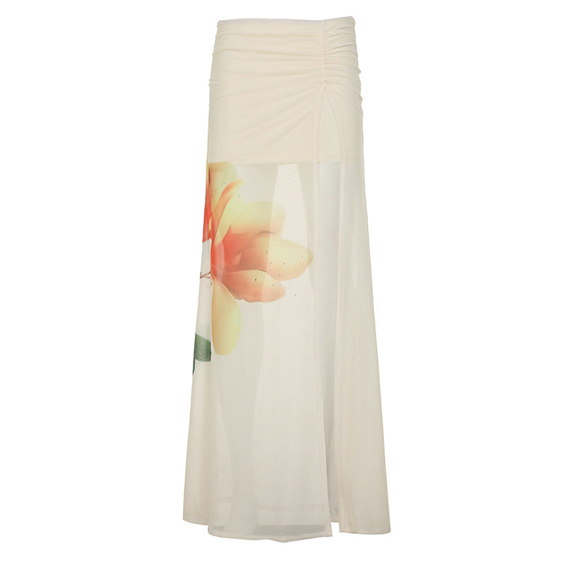 Damen Maxi-Rock mit floralem Druck und elastischem Bündchen Drune