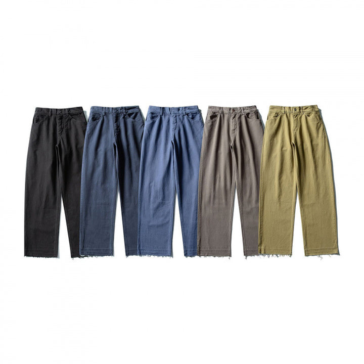Damen Weite High-Waist Jeanshose mit geradem Bein und rohem Saum Drune