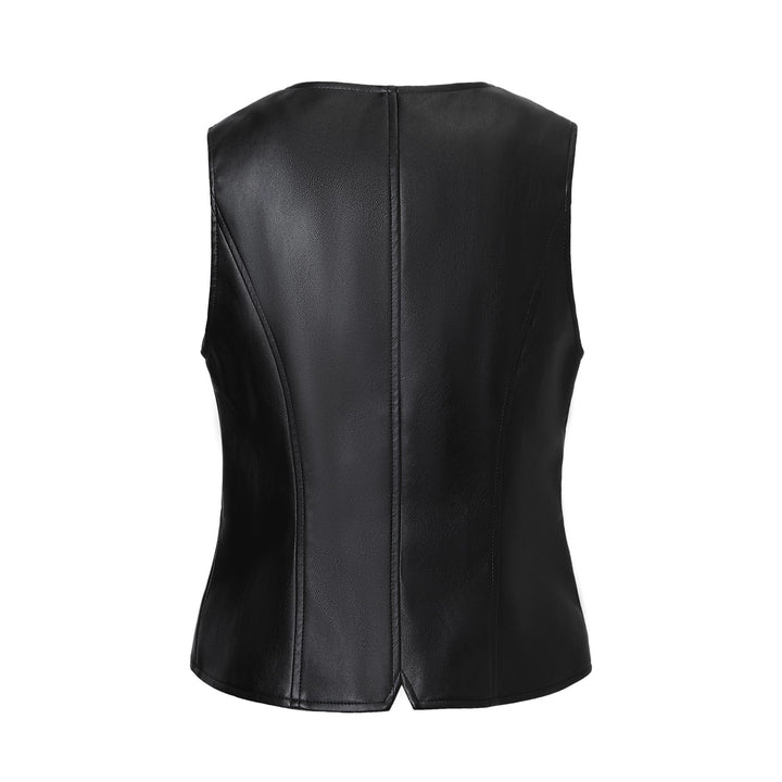 Damen Elegante Kunstlederweste Drune