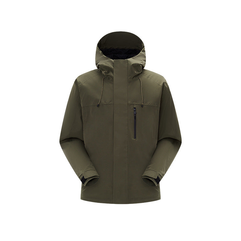 Herren Technische Regen- und Softshell-Jacke mit verstellbarer Kapuze und Brustreißverschluss Drune