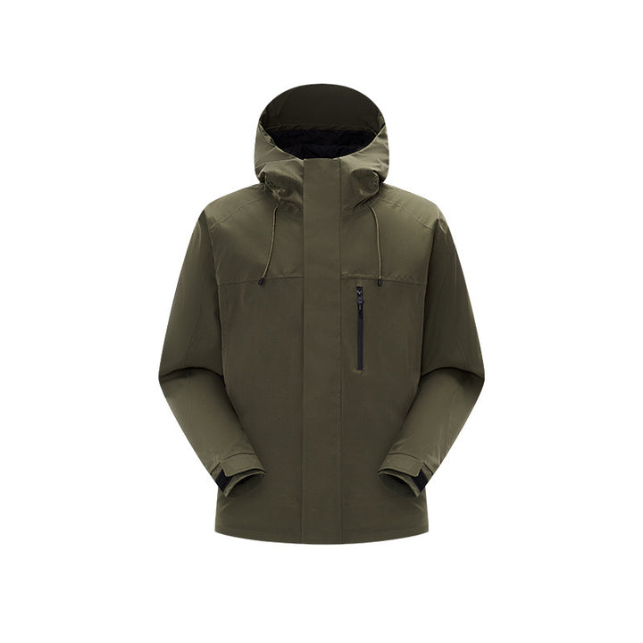 Herren Technische Regen- und Softshell-Jacke mit verstellbarer Kapuze und Brustreißverschluss Drune