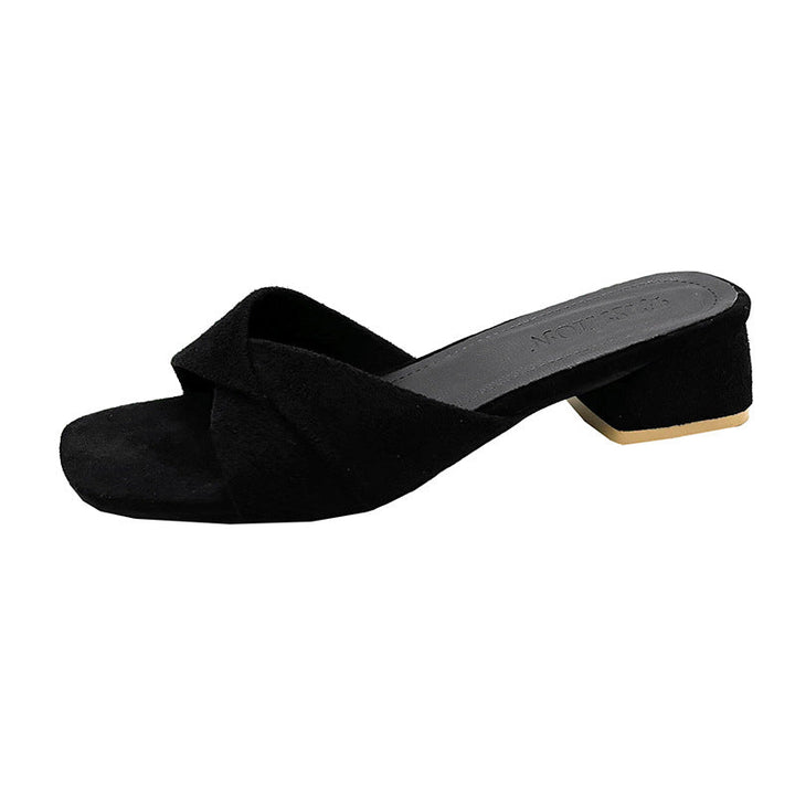 Damen Mules mit verschnörkeltem Design und bequemem Blockabsatz Drune