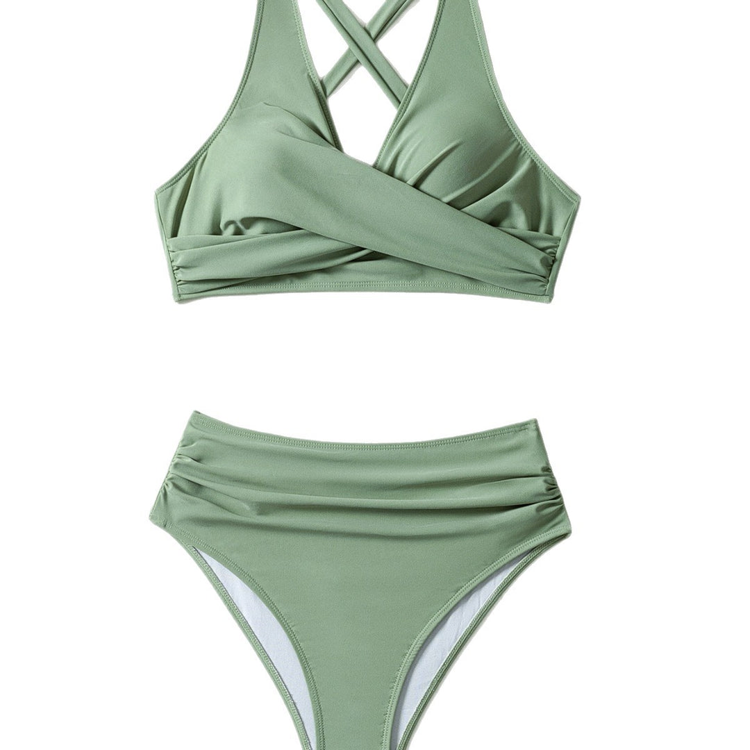 Damen Hoch tailliertes Bikini-Set mit elegantem Wickel-Design Drune