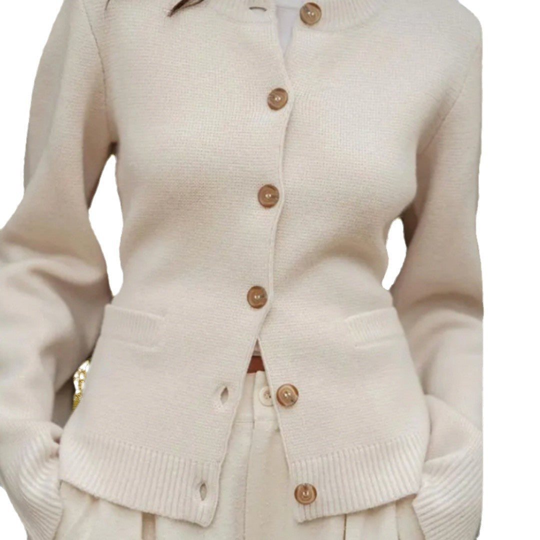 Damen Strickjacke mit eleganten Knöpfen und modernen Taschen Drune