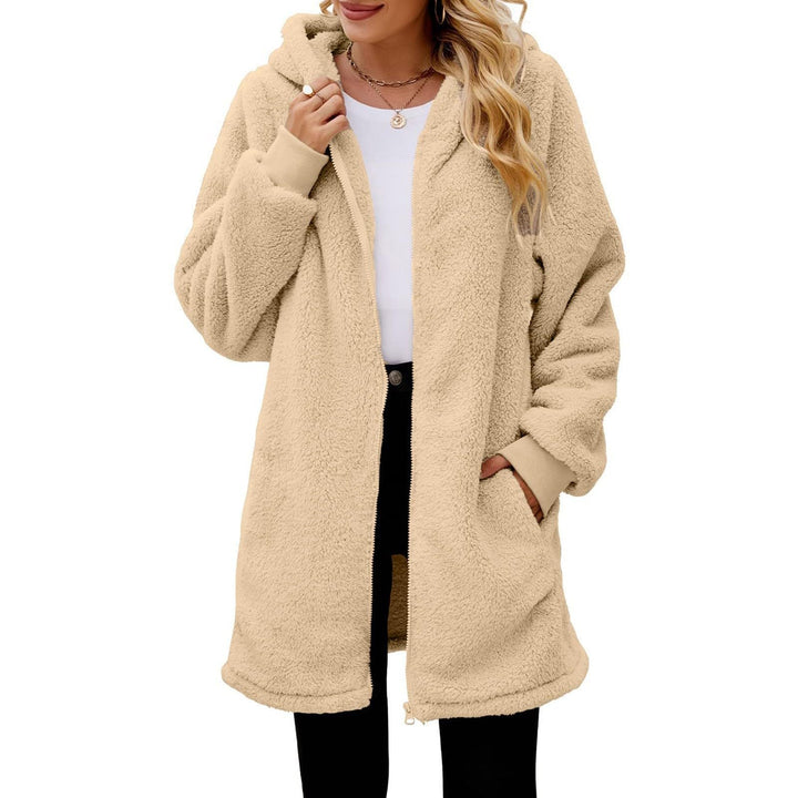 Damen kuschelige Fleecejacke mit Kapuze und Reißverschluss Drune
