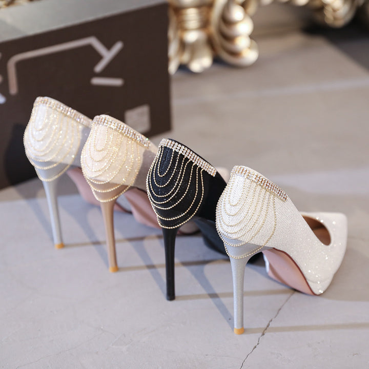 Damen High-Heel Pumps mit funkelnden Strassdetails und elegantem Design Drune
