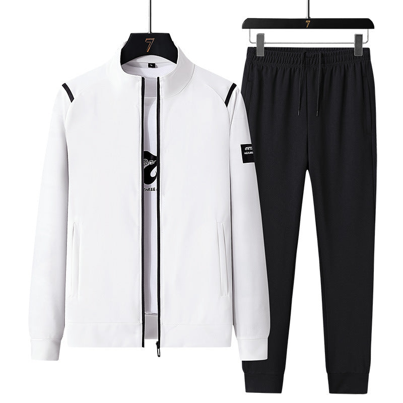 Herren Sportlicher Trainingsanzug-Set mit Reißverschlussjacke, Rundhalsausschnitt-Sweatshirt und Slim-Fit Jogginghose Drune