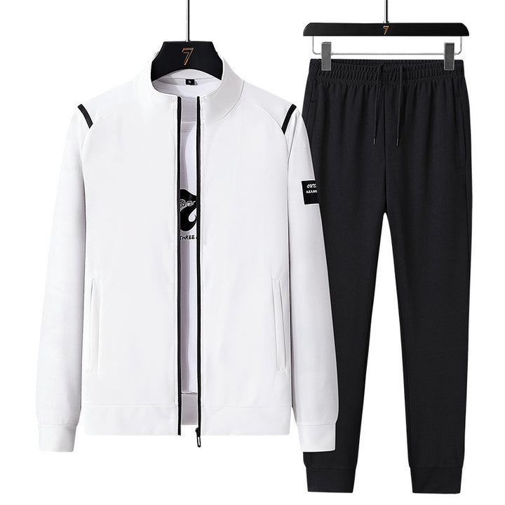 Herren Sportlicher Trainingsanzug-Set mit Reißverschlussjacke, Rundhalsausschnitt-Sweatshirt und Slim-Fit Jogginghose Drune
