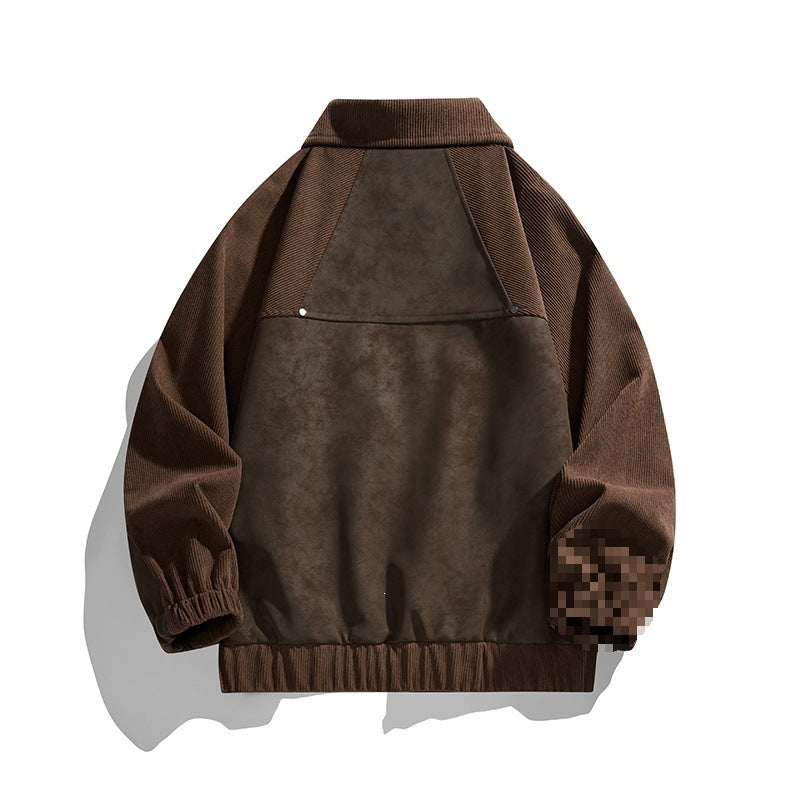 Herren Kunstvelours‑Bomberjacke im Oversize‑Boxy‑Cut mit Zwei‑Wege‑Reißverschluss & elastischem Saum Drune
