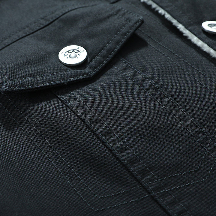 Herren Sherpa-gefütterte Truckerjacke aus robustem Canvas mit Umlegekragen Drune
