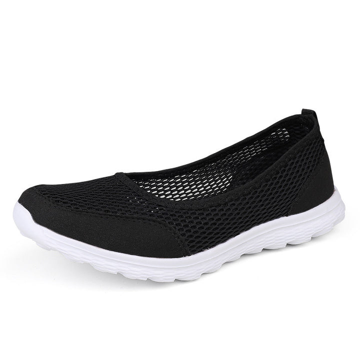 Damen nan atmungsaktive Netz-Ballerina-Sneaker mit flexibler rutschfester Laufsohle und gepolstertem Fußbett Drune