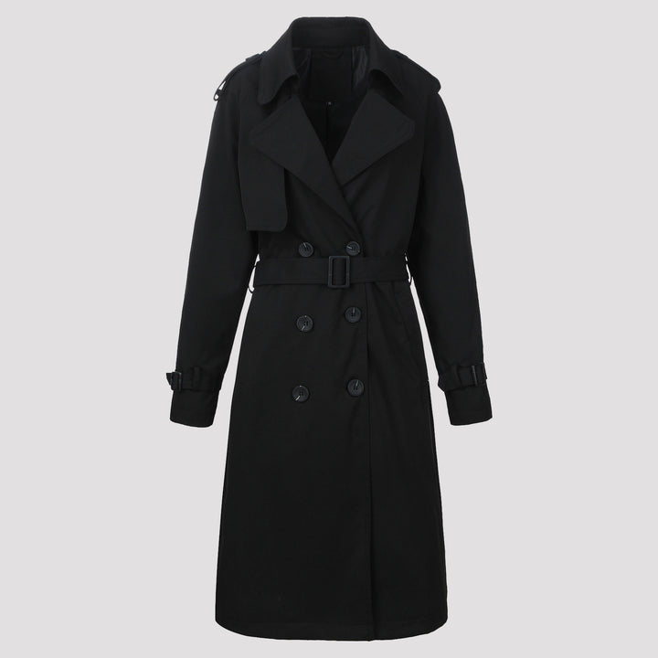 Damen Modischer Lang-Trenchcoat mit Gürtel Drune