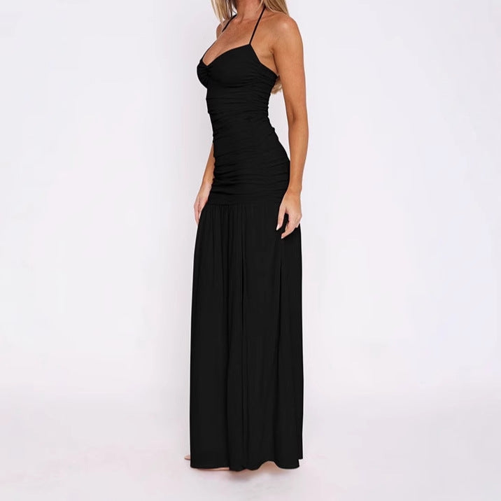 Damen Elegantes Maxikleid mit raffinierten Rüschendetails und hohem Schlitz Drune