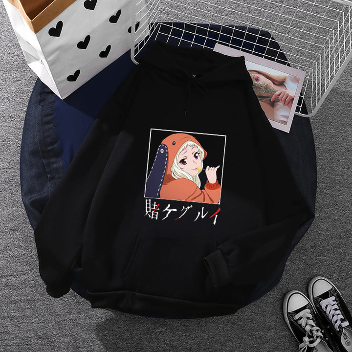 Damen nan Oversize Kapuzenpullover mit Manga-Frontprint und Kängurutasche Drune
