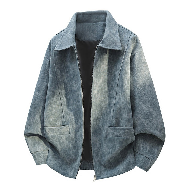 Herren Oversize-Bomberjacke im Used-Effekt mit Stehkragen, elastischem Bund und Pattentaschen Drune