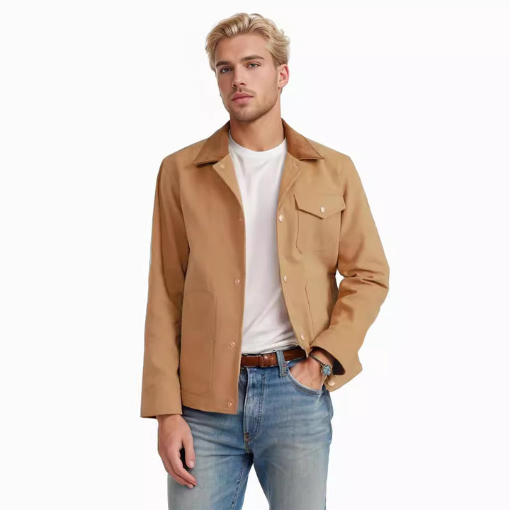 Herren lässige Baumwolljacke im Worker-Stil Drune