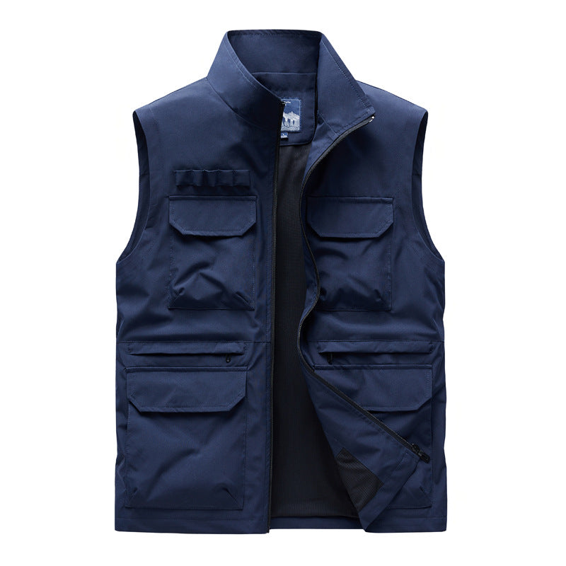 Herren Multifunktionale Arbeitsweste mit mehreren Pattentaschen und Reißverschluss Drune