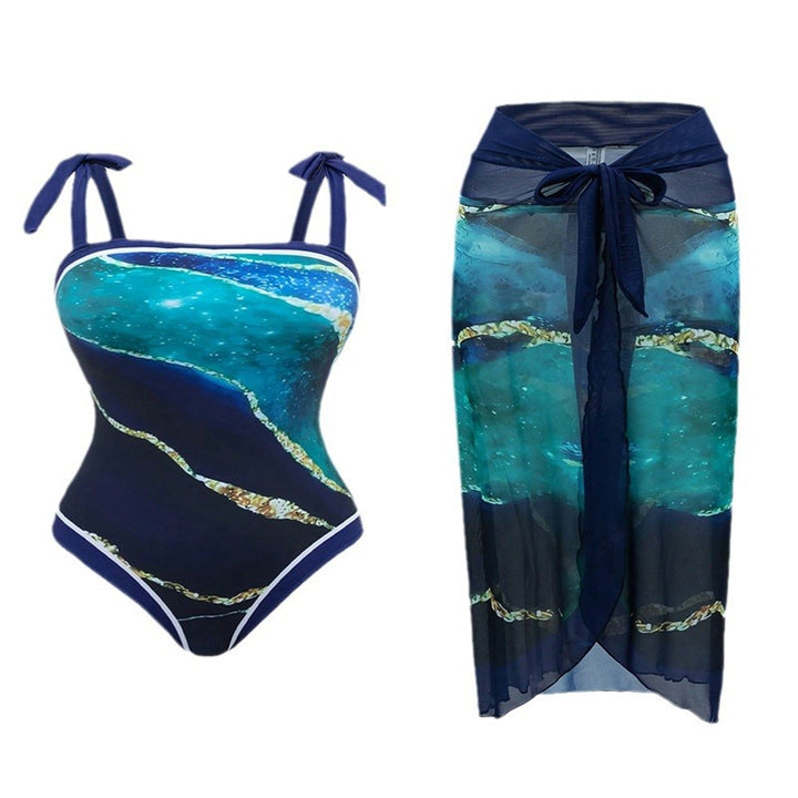 Damen Einteiler Badeanzug mit elegantem transparentem Cover-Up Drune