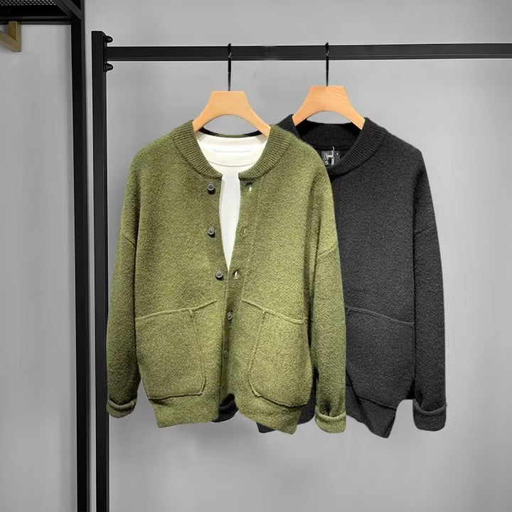 Damen Bequemer Cardigan mit Knopfleiste und Taschen Drune