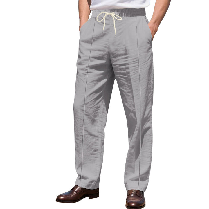 Herren nan Relax-Freizeithose mit elastischem Tunnelzugbund, dekorativer Bügelfalte und seitlichen Eingrifftaschen Drune