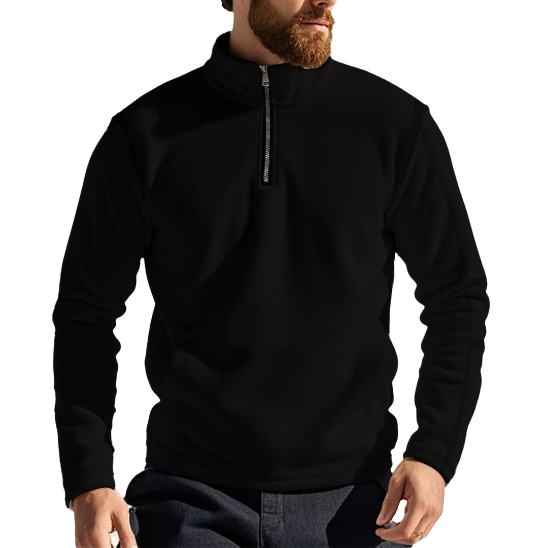 Herren nan funktionaler Fleecepullover mit Halbzip, Stehkragen und Raglanärmeln Drune
