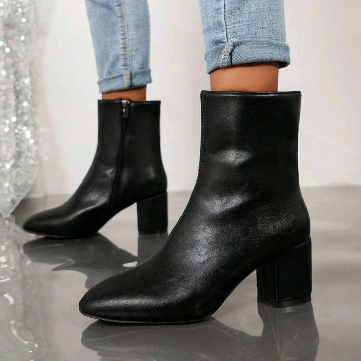 Damen Elegante Blockabsatz Stiefeletten Drune