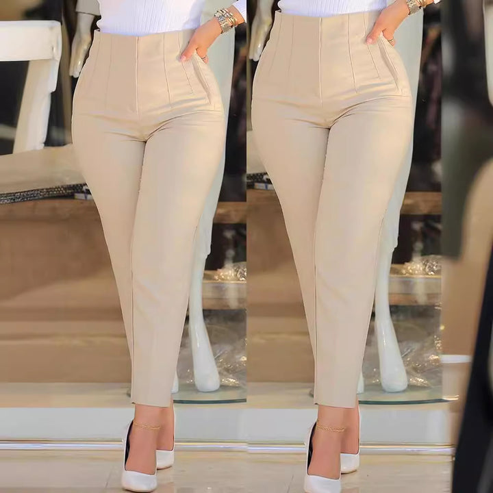 Damen Hohe Taille Anzughose mit eleganten Falten Drune