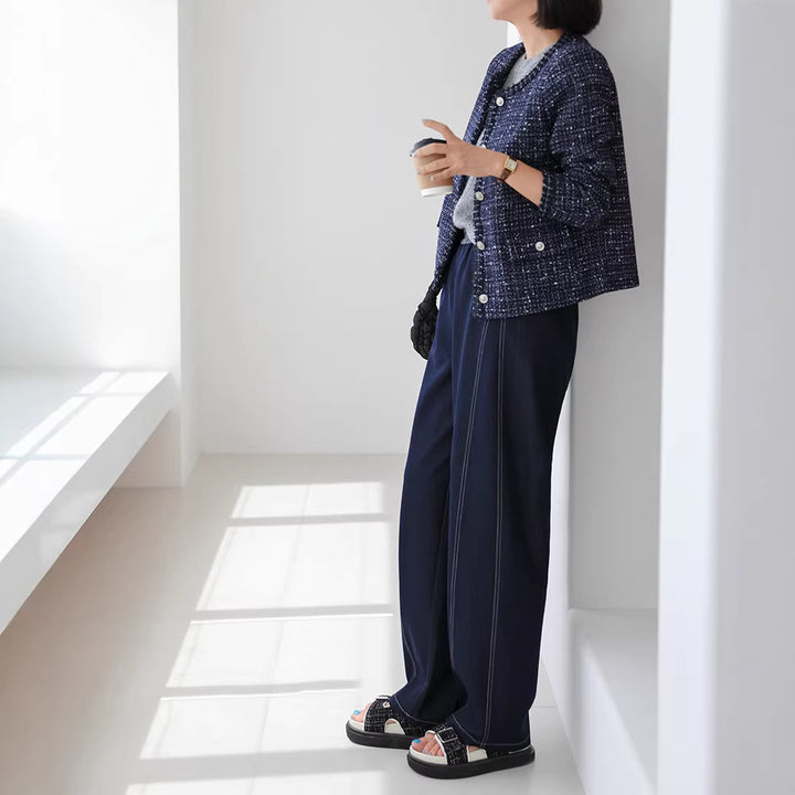 Damen Eleganter kurzarm Tweedmantel Drune