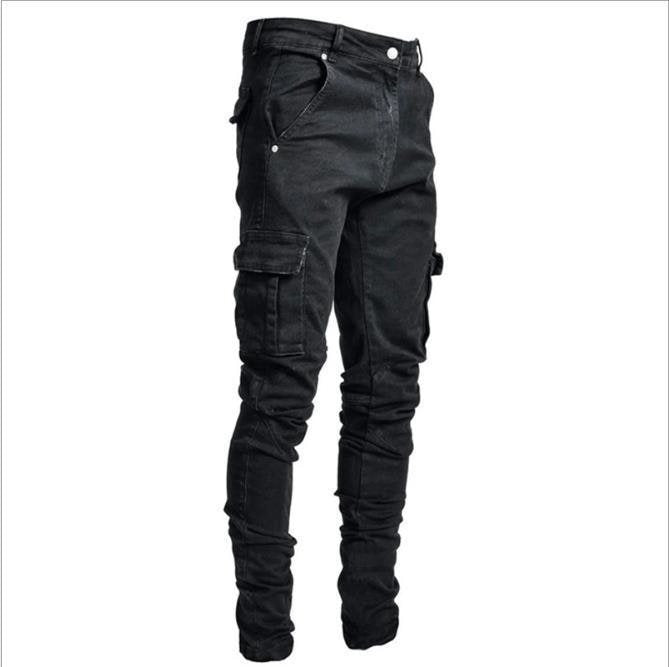 Herren Eng geschnittene Cargo-Jeans mit Stretch und Mehrfach-Taschen Drune