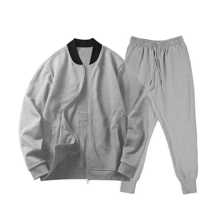 Herren nan locker geschnittenes Sweatset mit Reißverschluss-Bomberjacke und konisch zulaufender Jogginghose aus weichem Baumwollfleece Drune