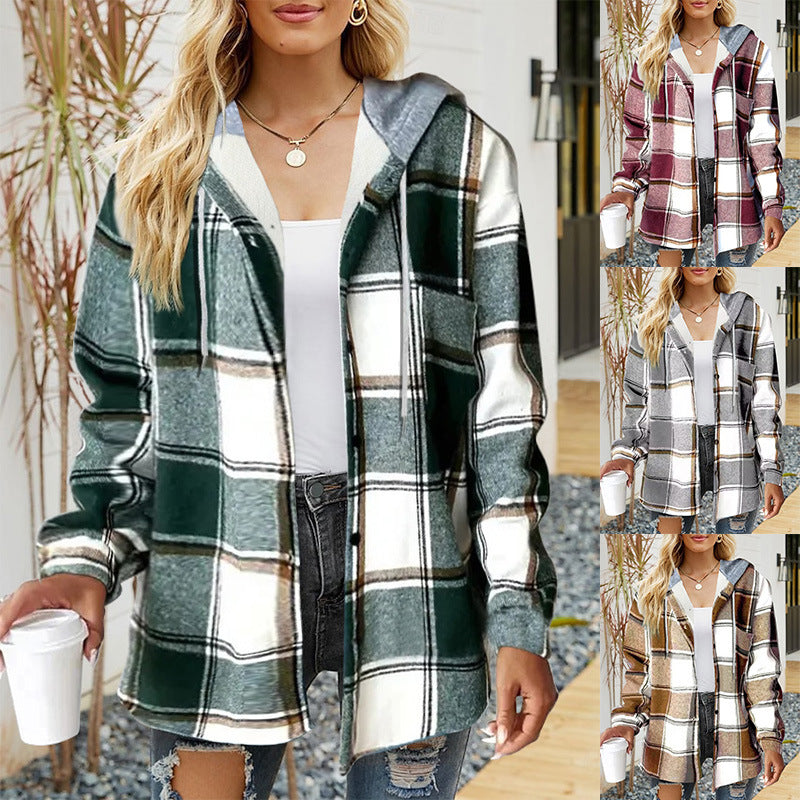 Frauen Oversized Hoodie mit Druckknopfverschluss und Kontrastbesatz Drune