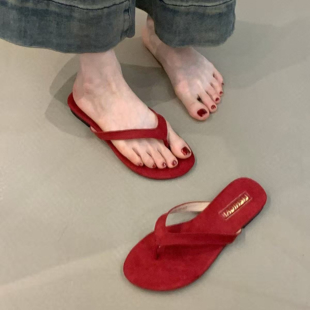 Damen Zehentrenner aus weichem Veloursleder mit ergonomischem Fußbett Drune