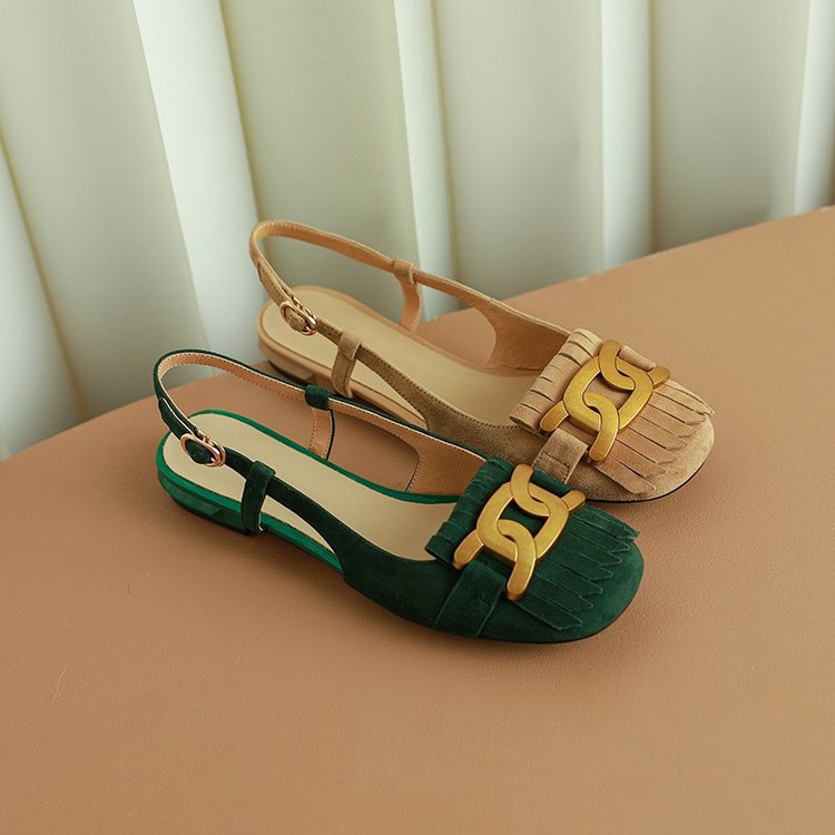 Damen elegante Slipper-Flats mit dekorativem Schnallen-Detail Drune