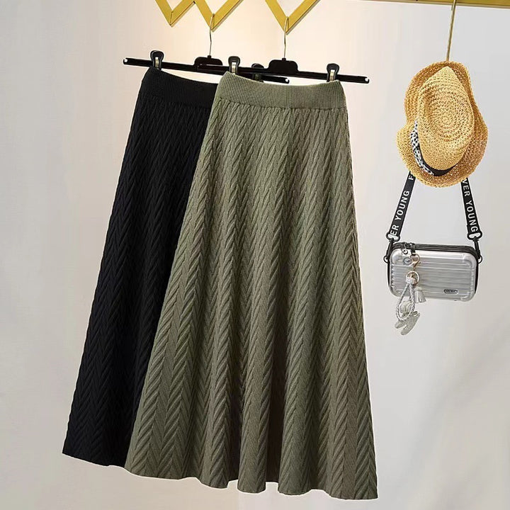 Damen Eleganter Midirock mit strukturiertem Chevron-Muster Drune