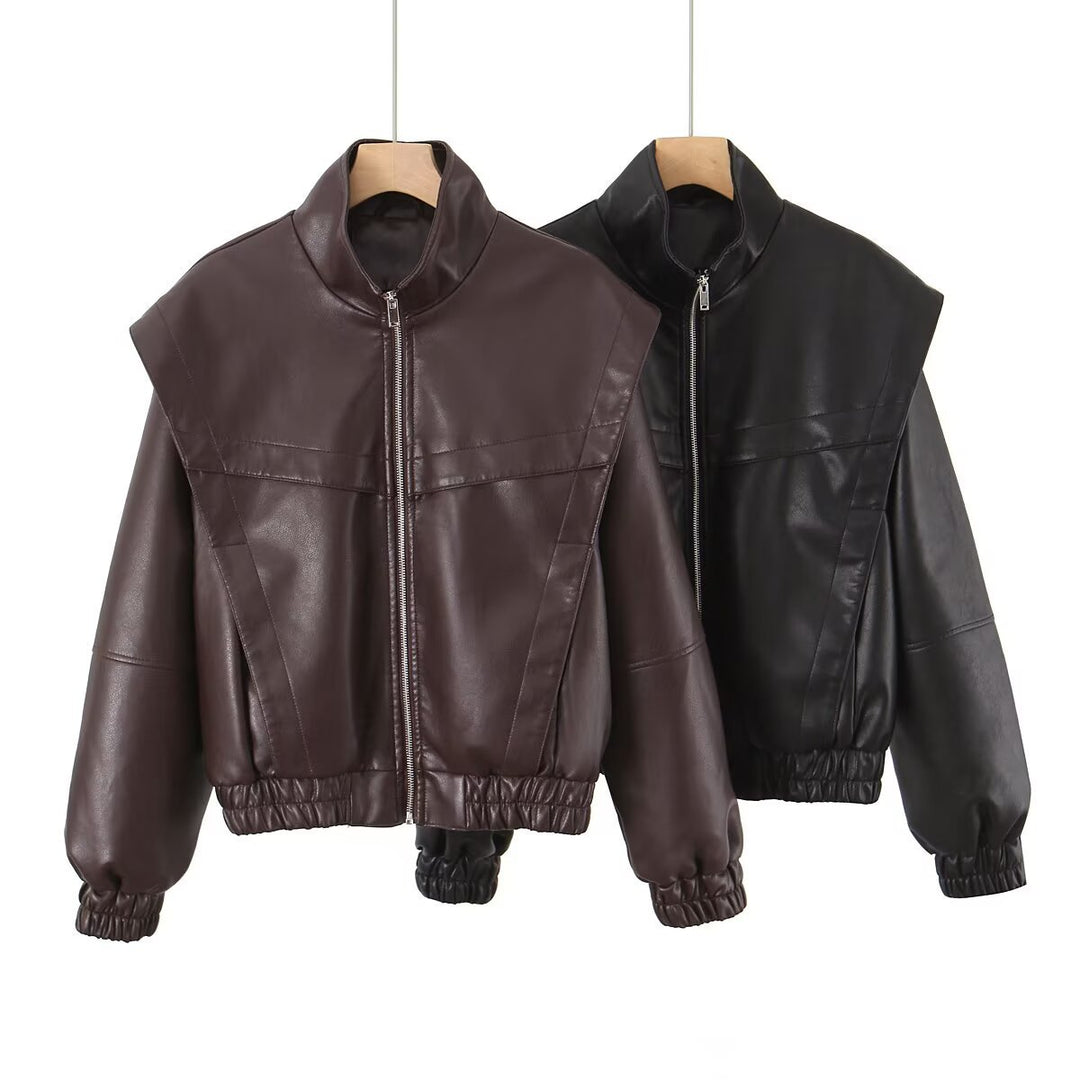 Damen modische Bikerjacke mit elastischen Bündchen Drune