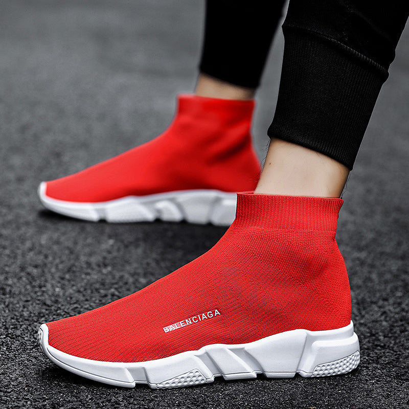 Damen Komfortable Slip-On Sneakers mit hohem Strickdesign Drune