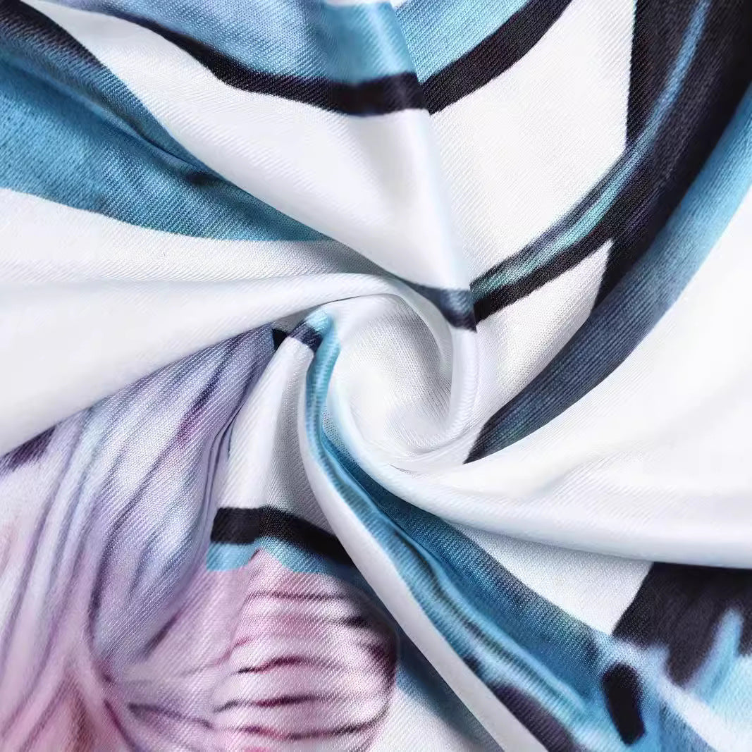 Damen Floral Bedruckte Body mit Wrap-Ausschnitt Drune