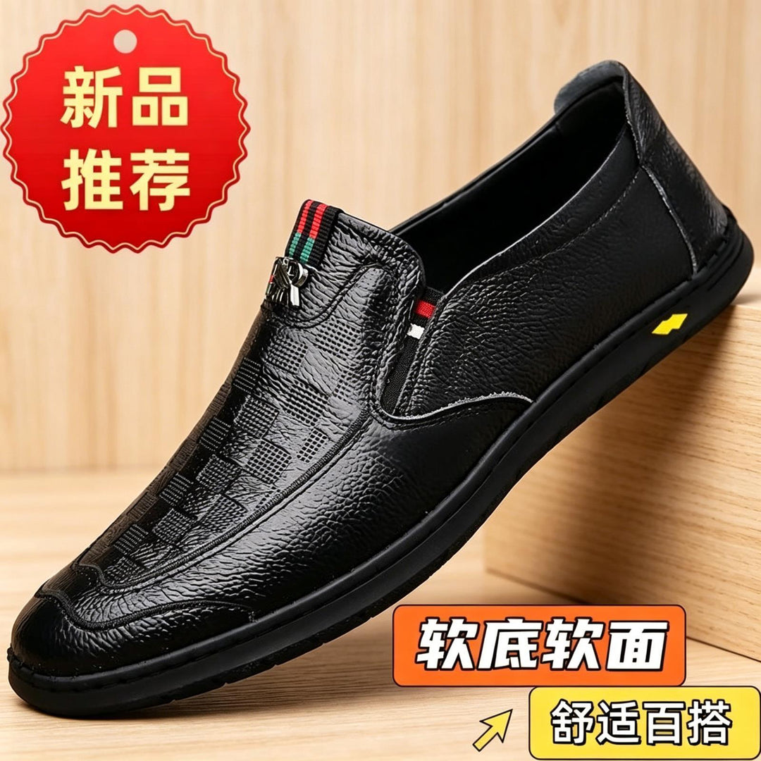 Herren Bequeme Slip-On Lederslipper Drune